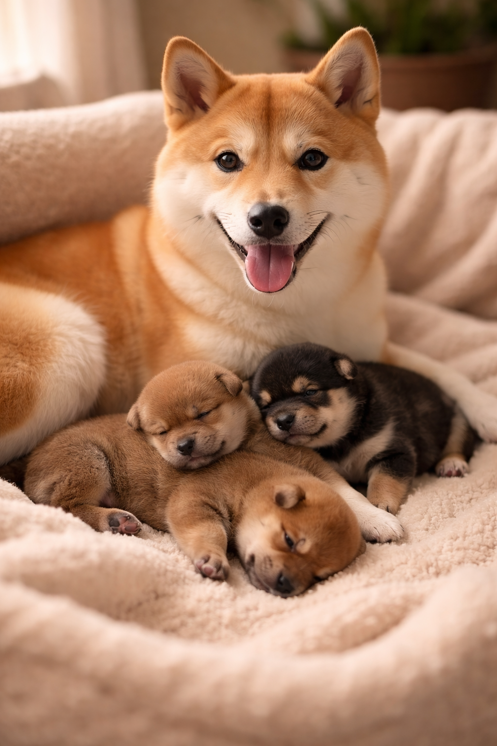 Triple the Joy: Bella the Shiba Inu Welcomes 3 Adorable Puppies